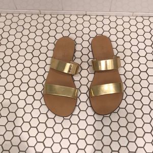 Gold J. Crew Flat Sandals
